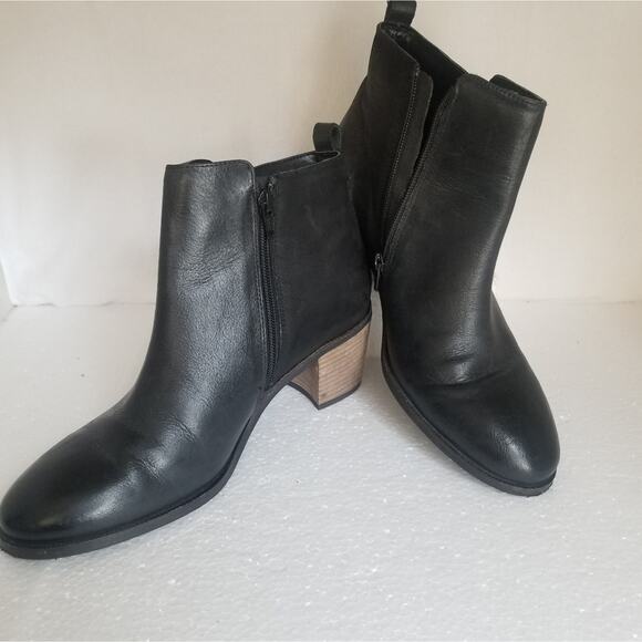 Crevo Boots Womens 10 black Autumn Tassel Leather Ankle Side Zip Block Heel - Picture 4 of 14